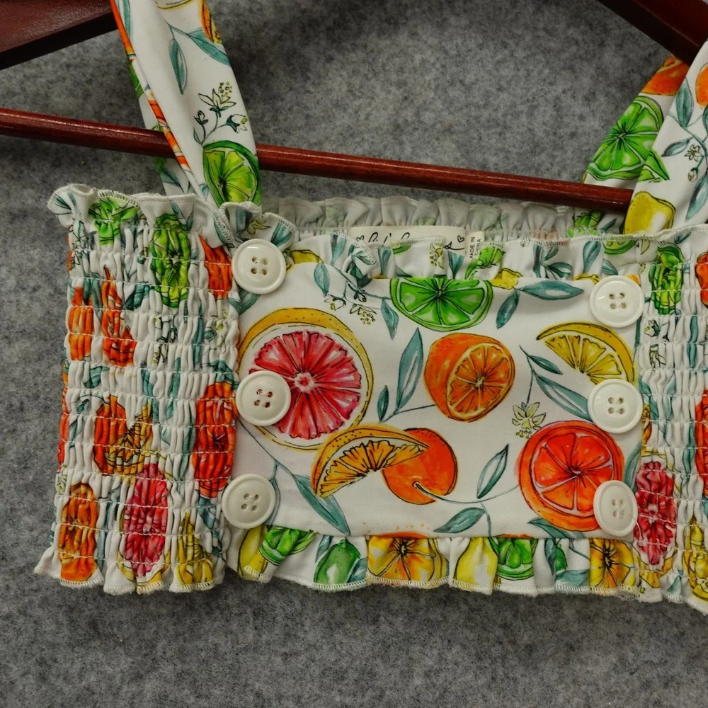 Citrus Cottage Swim Top Girls 5T White Fruit Smock Summer Resort FOR LOVE LEMONS